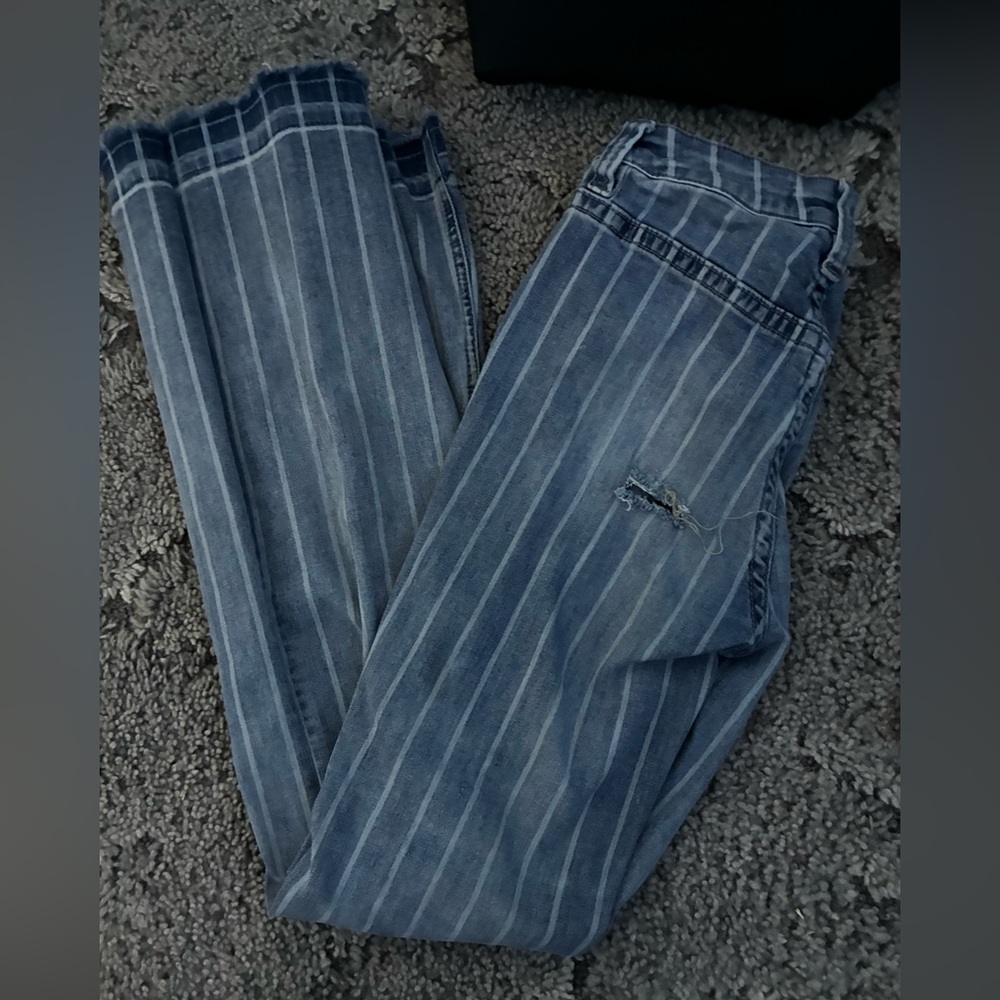 Stylish Striped Boot Cut Jeans